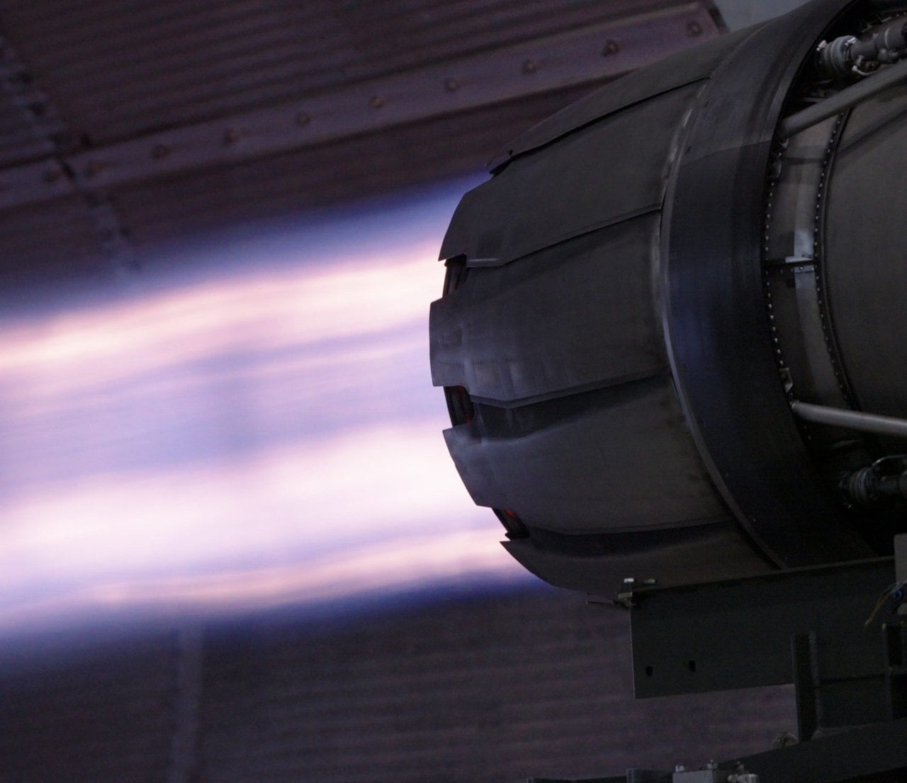 Jet engine running with its exhaust plume visible during Shield AI X-BAT engine testing