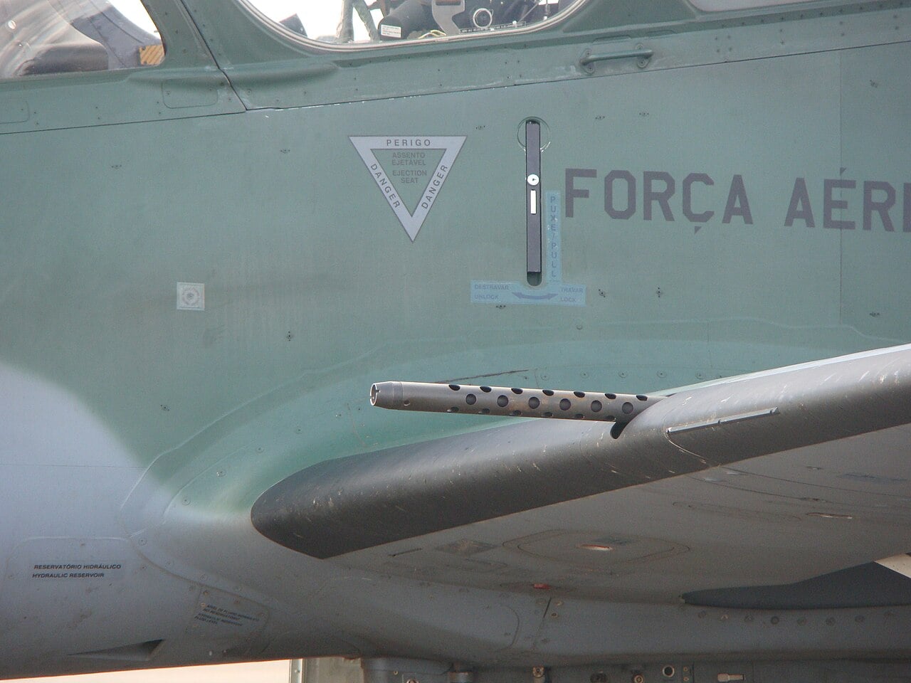 FN Herstal M3P machine gun in the wing of an A-29 Super Tucano
