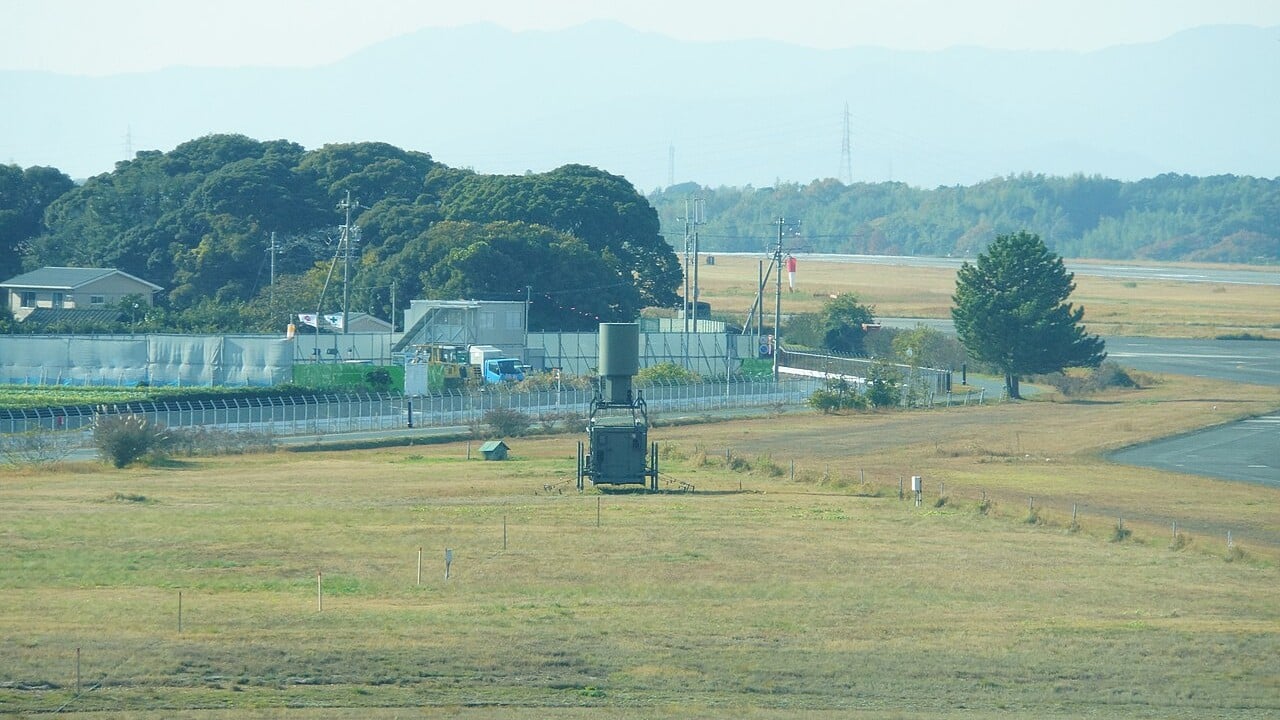 A Japan Air Self-Defense Force TACAN ground station at Hamamatsu Air Base