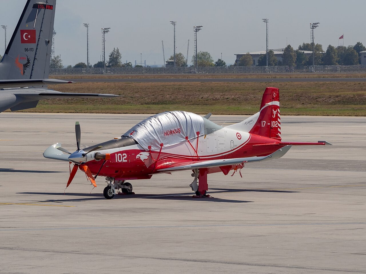 Turkish Air Force TAI Hürkuş turboprop trainer on the ramp