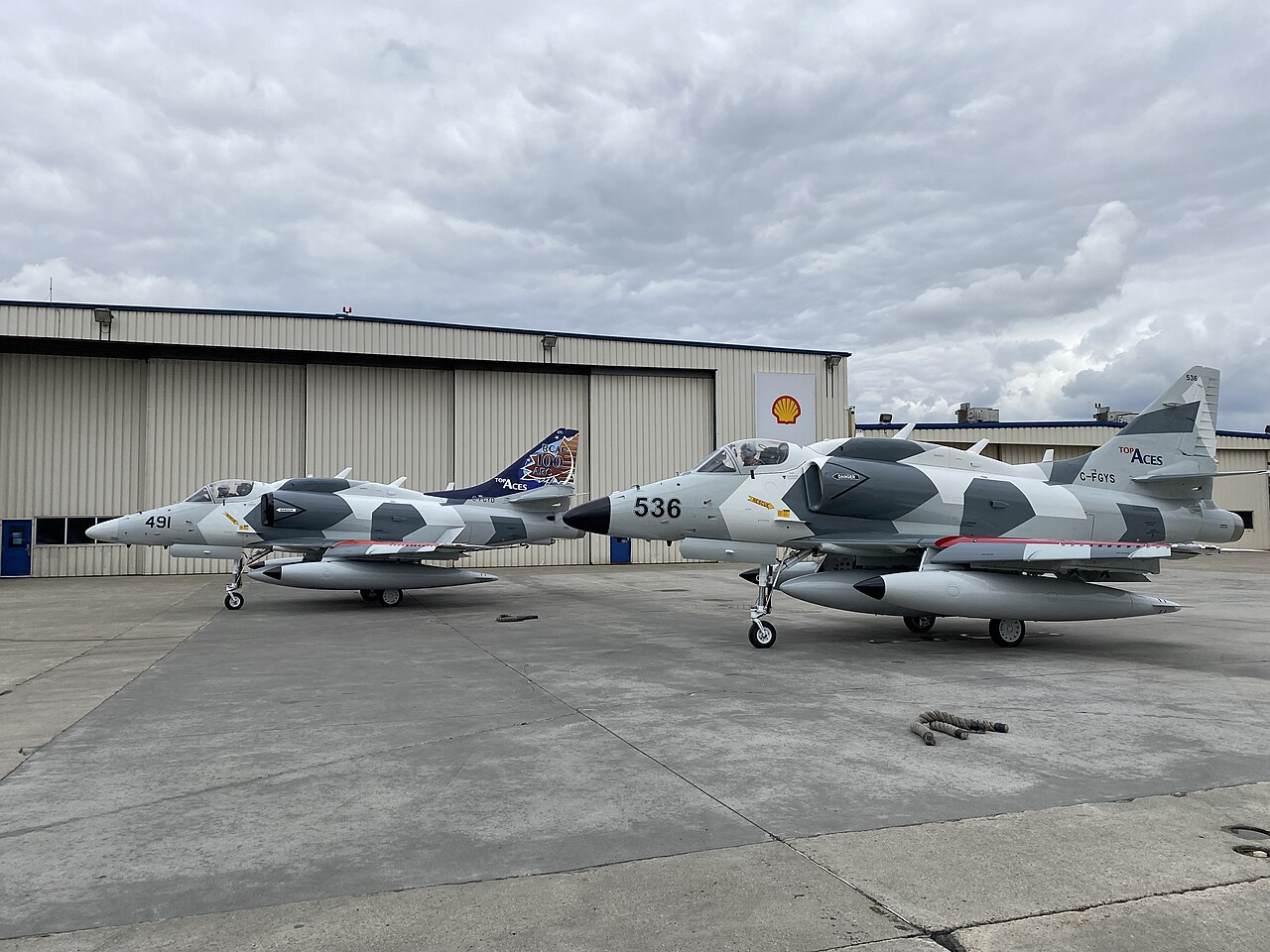 Two upgraded A-4N Skyhawks of Canadian contractor Top Aces