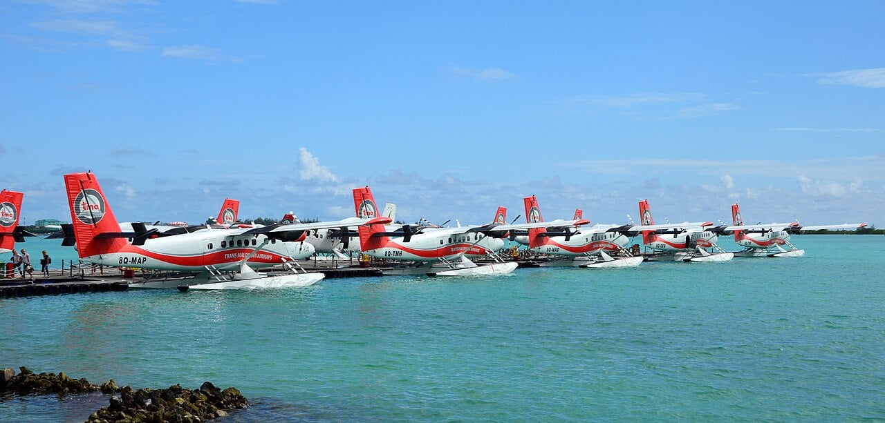 Trans Maldivian Airways Twin Otter floatplanes at Male