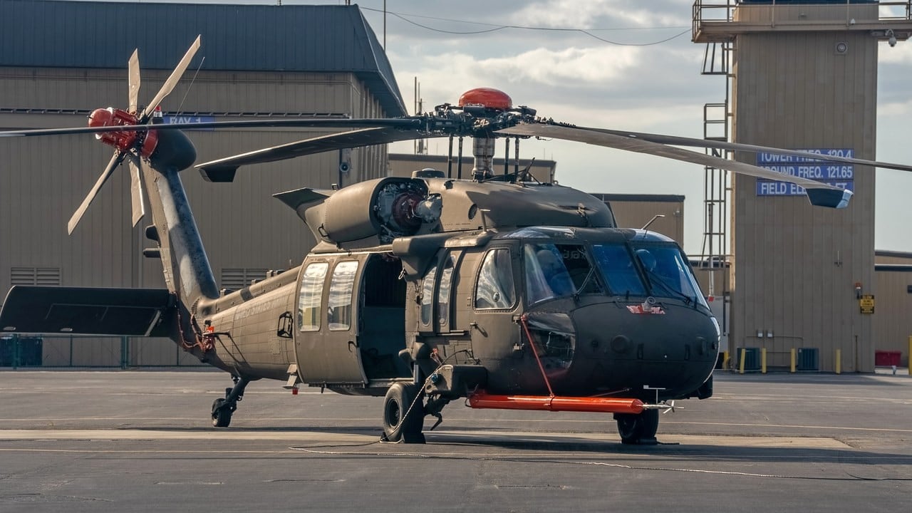 UH-60M Black Hawk test aircraft fitted with GE T901 Improved Turbine Engines on the ramp