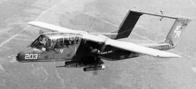 US Marine Corps OV-10A Bronco forward air control aircraft over Vietnam, 1970
