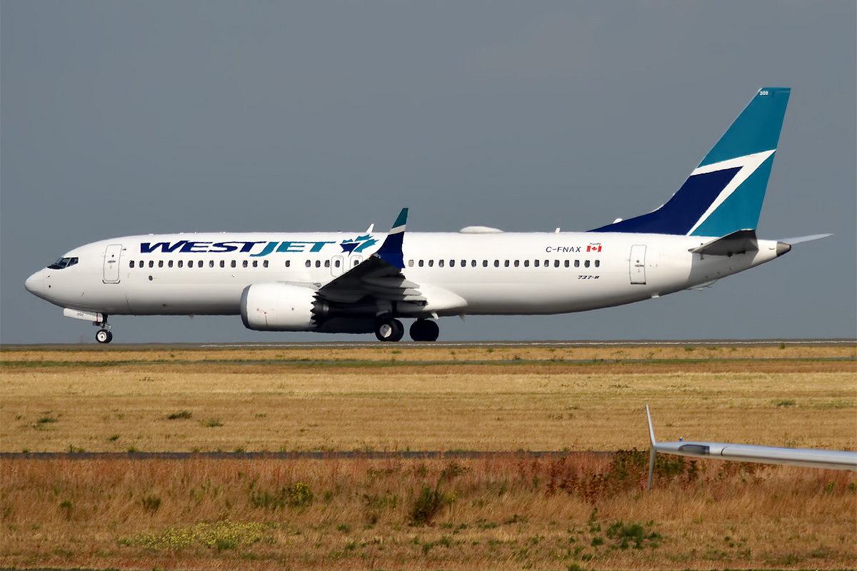 WestJet Boeing 737 MAX 8 C-FNAX on the runway