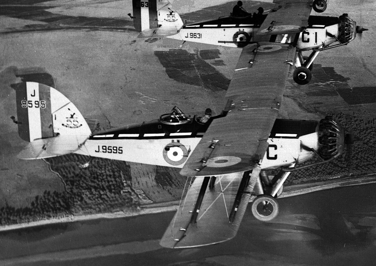 Two Westland Wapiti IIA biplanes in flight