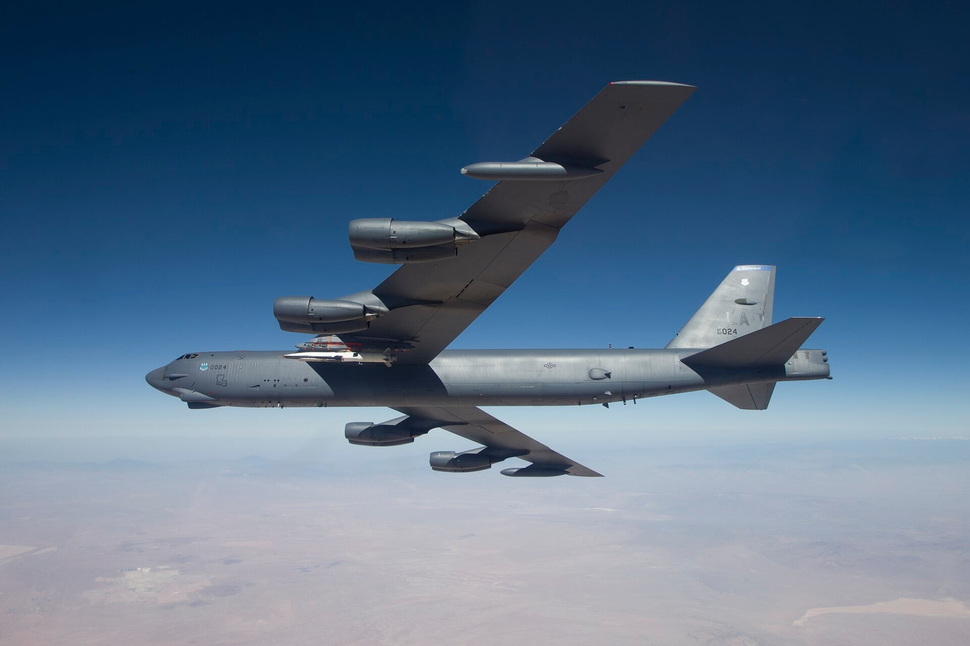 B-52 carrying the X-51A Waverider before its final flight in May 2013