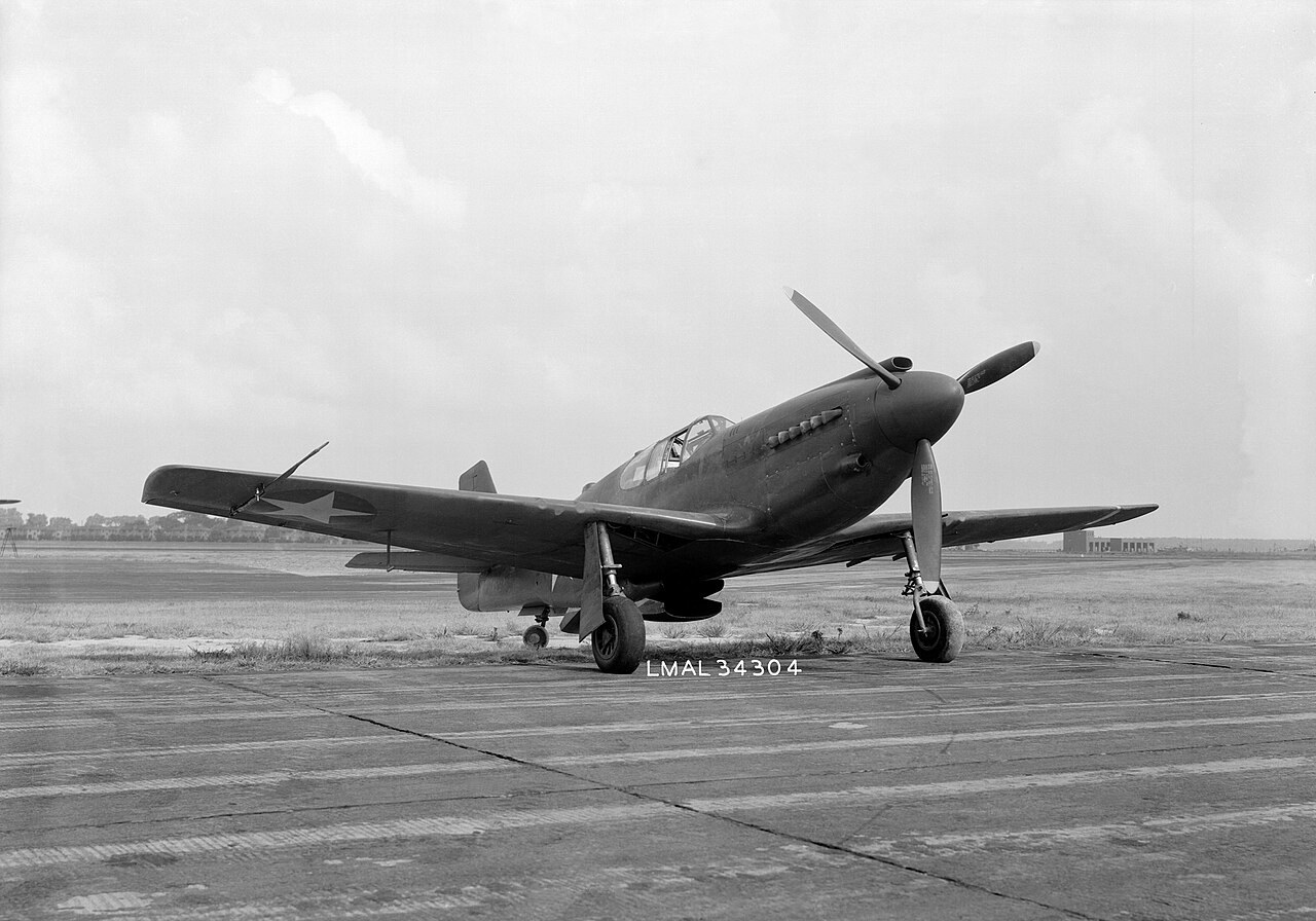 The second North American XP-51 Mustang parked at NACA Langley, the first aircraft to use an NACA laminar-flow airfoil