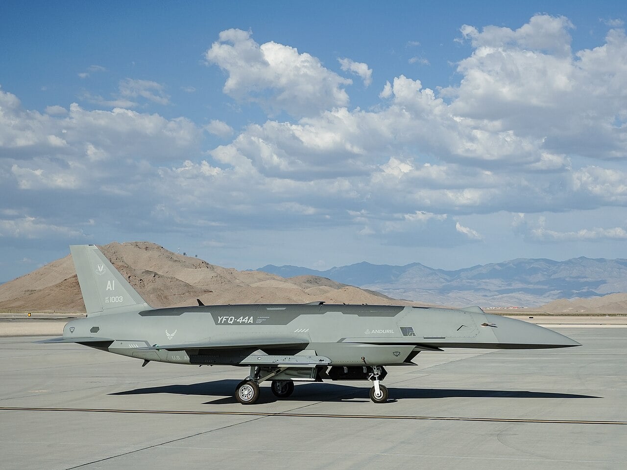 YFQ-44A Fury at Creech AFB USAF YFQ-44A Fury collaborative combat aircraft on the flightline at Creech AFB
