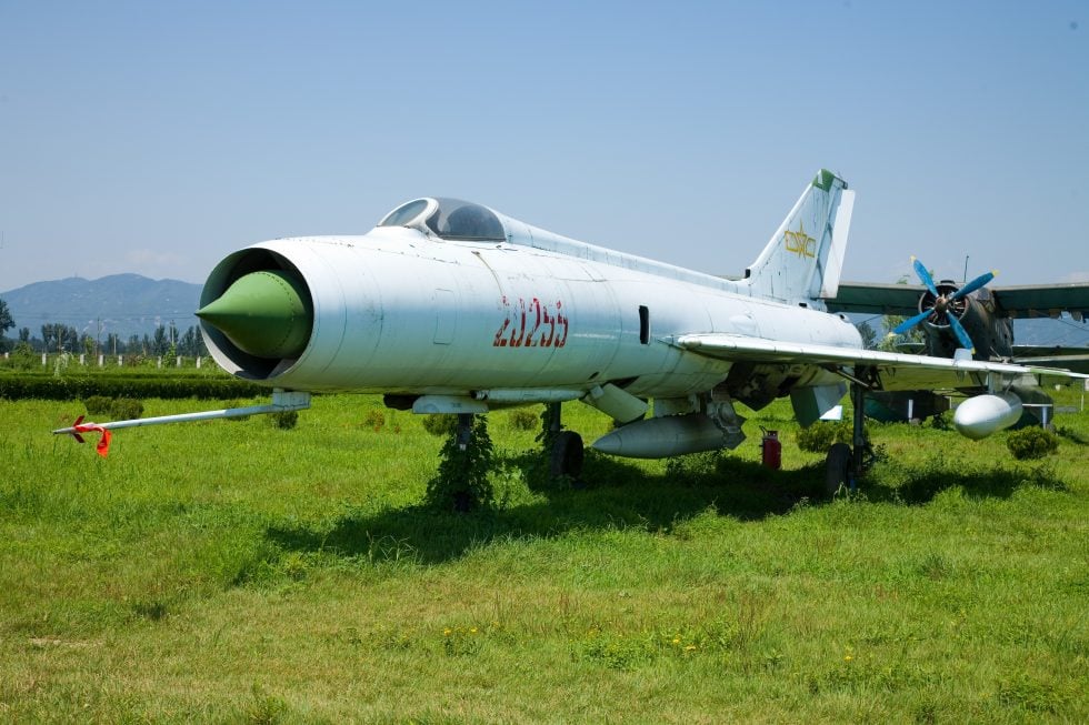The original nose-intake J-8, its MiG-21-style shock-cone inlet clearly visible  the configuration the J-8II later replaced.
