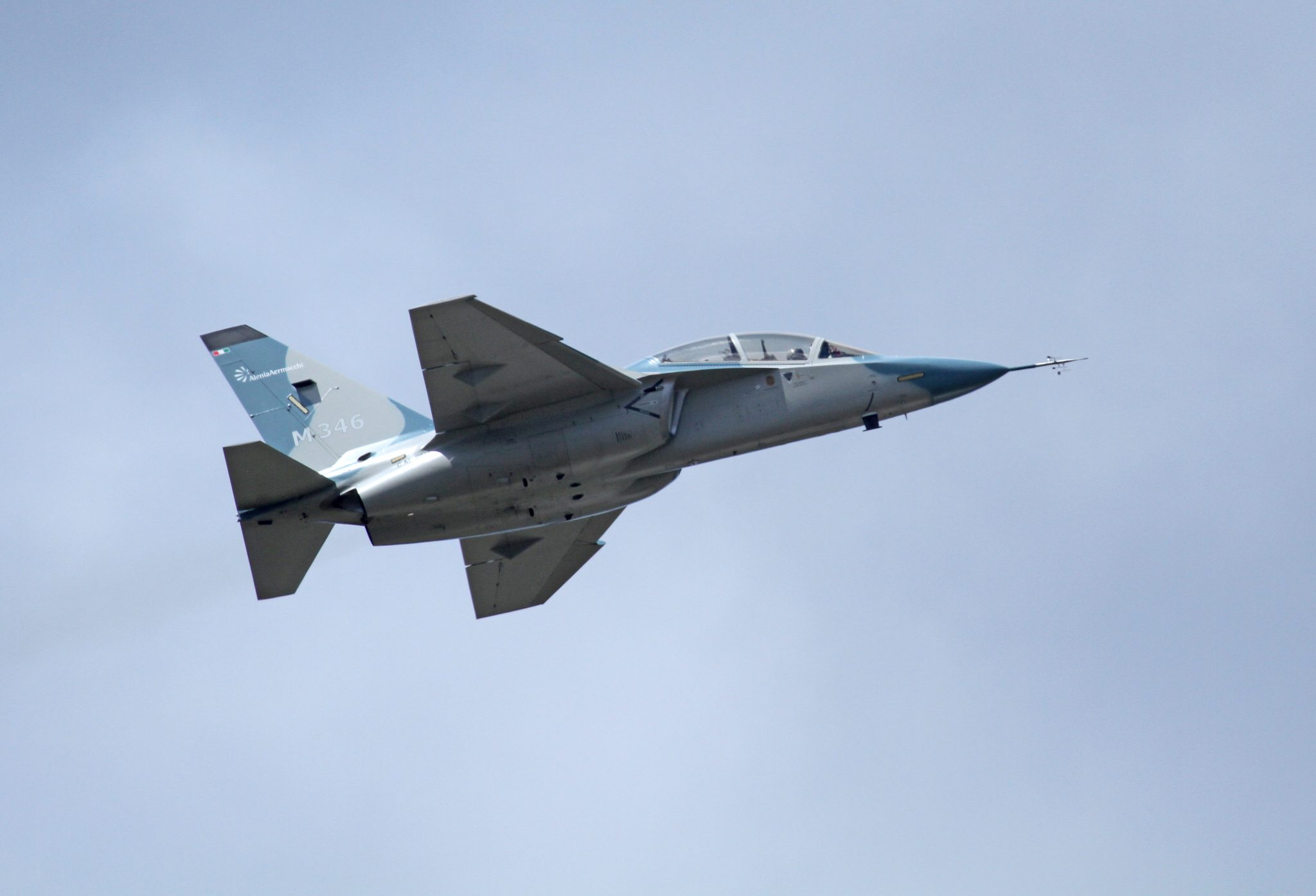 Aermacchi Leonardo M-346 Master advanced jet trainer banking in flight