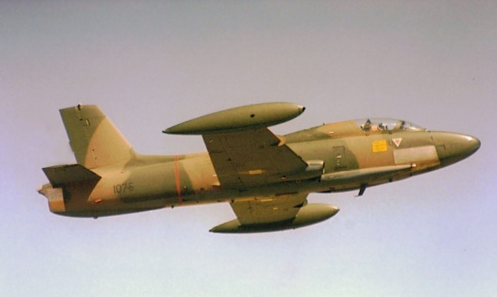 A South African Atlas Impala Mk II  the MB-326s heaviest combat user  in flight.