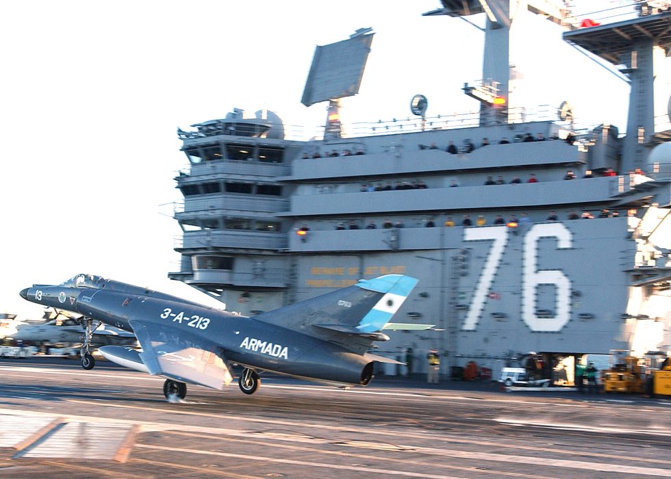 An Argentine Navy Super Étendard  the same type that fired the Falklands Exocets.