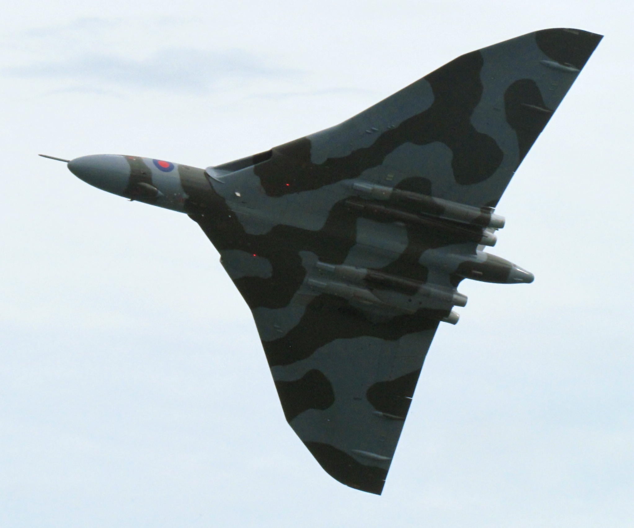 Avro Vulcan delta-wing bomber XH558 banking in flight