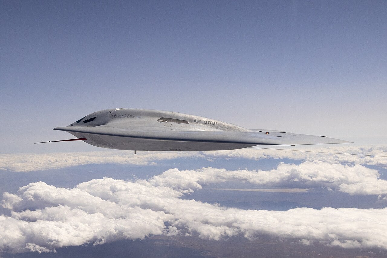 Northrop Grumman B-21 Raider stealth bomber in flight