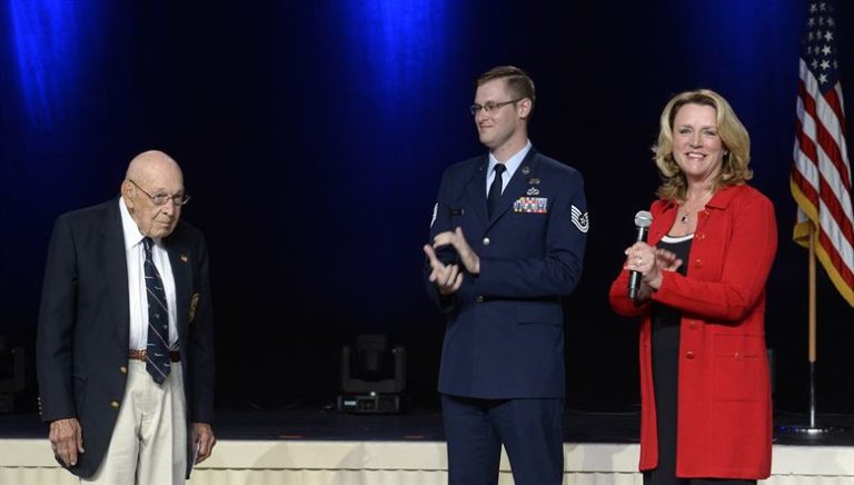 Doolittle Raider Lt. Col. Richard Cole at the B-21 naming ceremony