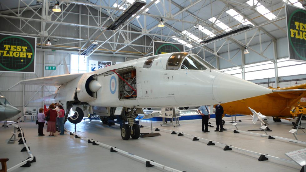 XR220 at the RAF Museum Cosford, its equipment bay open the most complete surviving TSR-2.