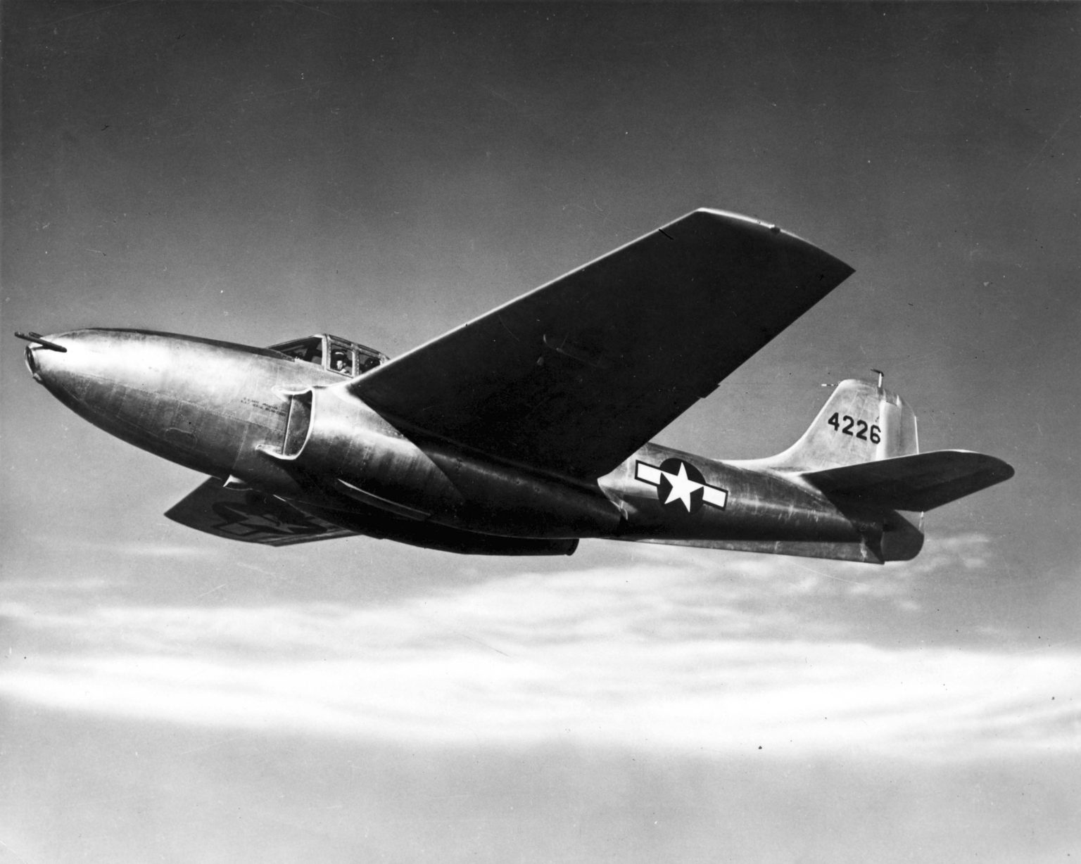Bell P-59 Airacomet, America’s first jet aircraft, in flight