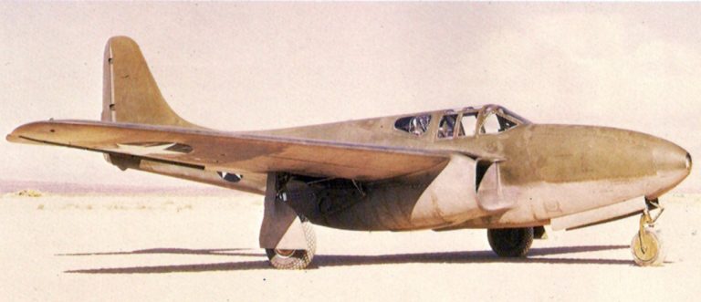 The Bell XP-59A prototype at Muroc in 1942, the year of Americas first jet flight.
