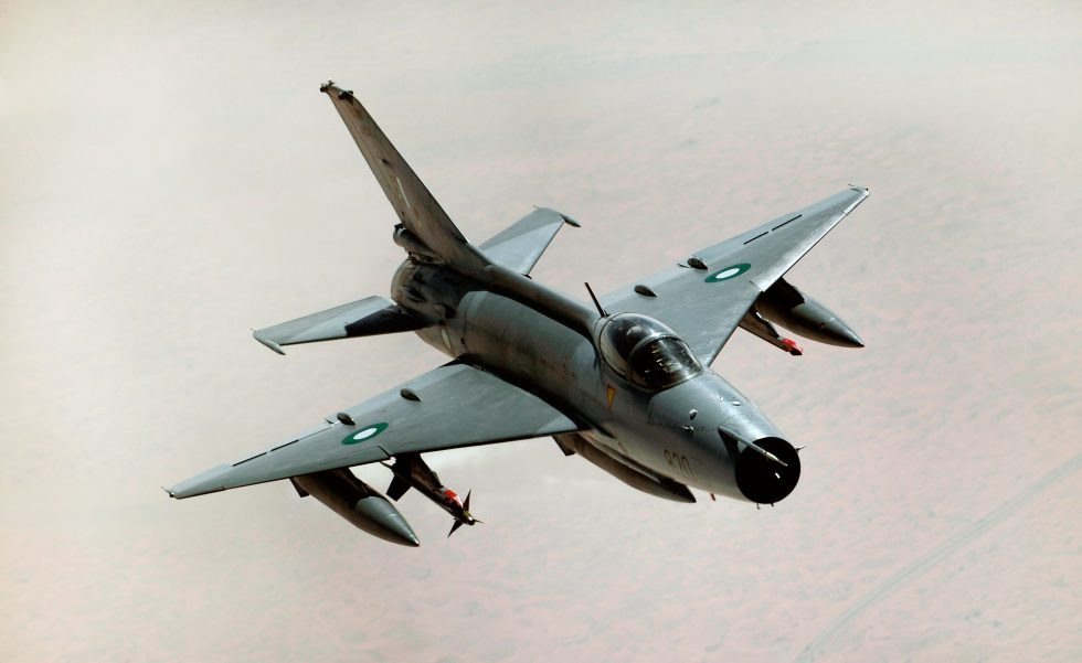 A Pakistan Air Force F-7  Pakistan was the types largest export operator.