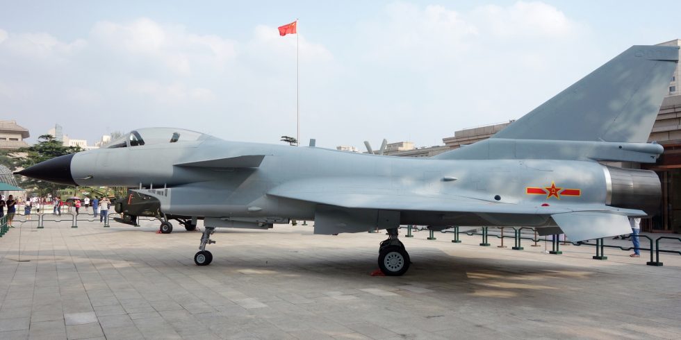 A Chengdu J-10 in flight  the canard-delta layout that defines the type.