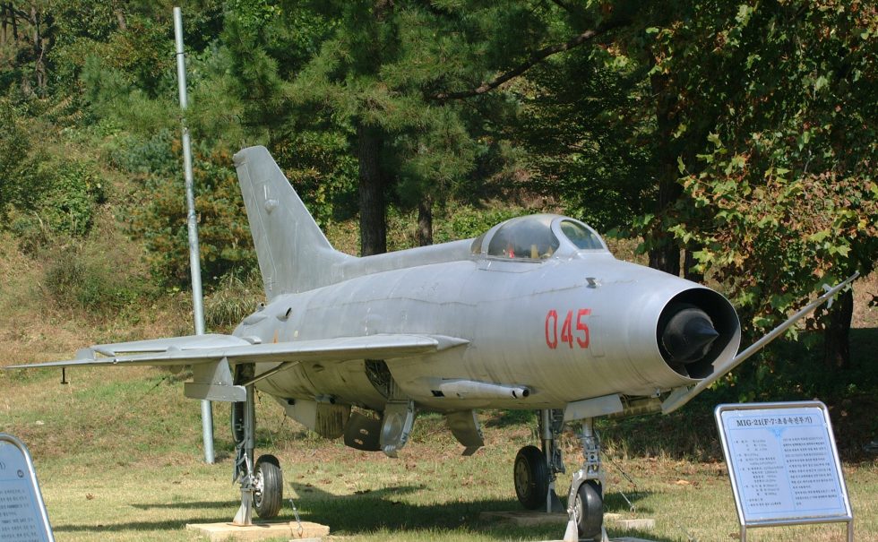 A Chengdu J-7 of the Chinese Air Force  the domestic backbone interceptor for decades.