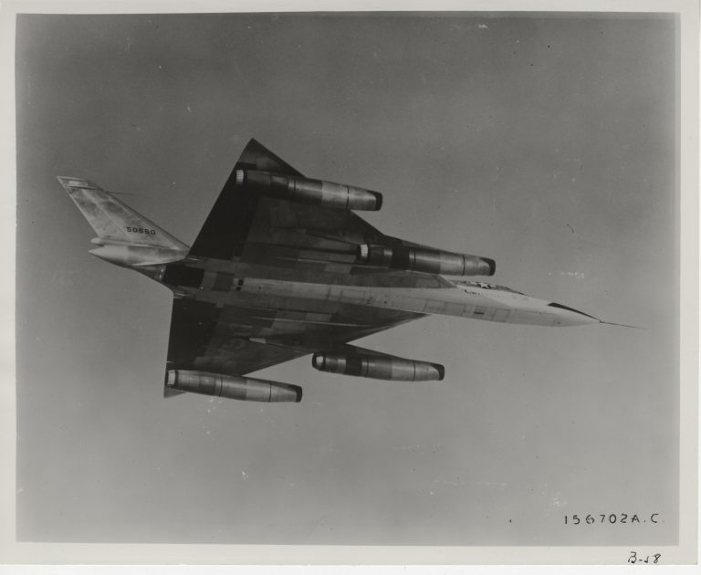 A Convair B-58 Hustler in flight  the first bomber able to sustain Mach 2.