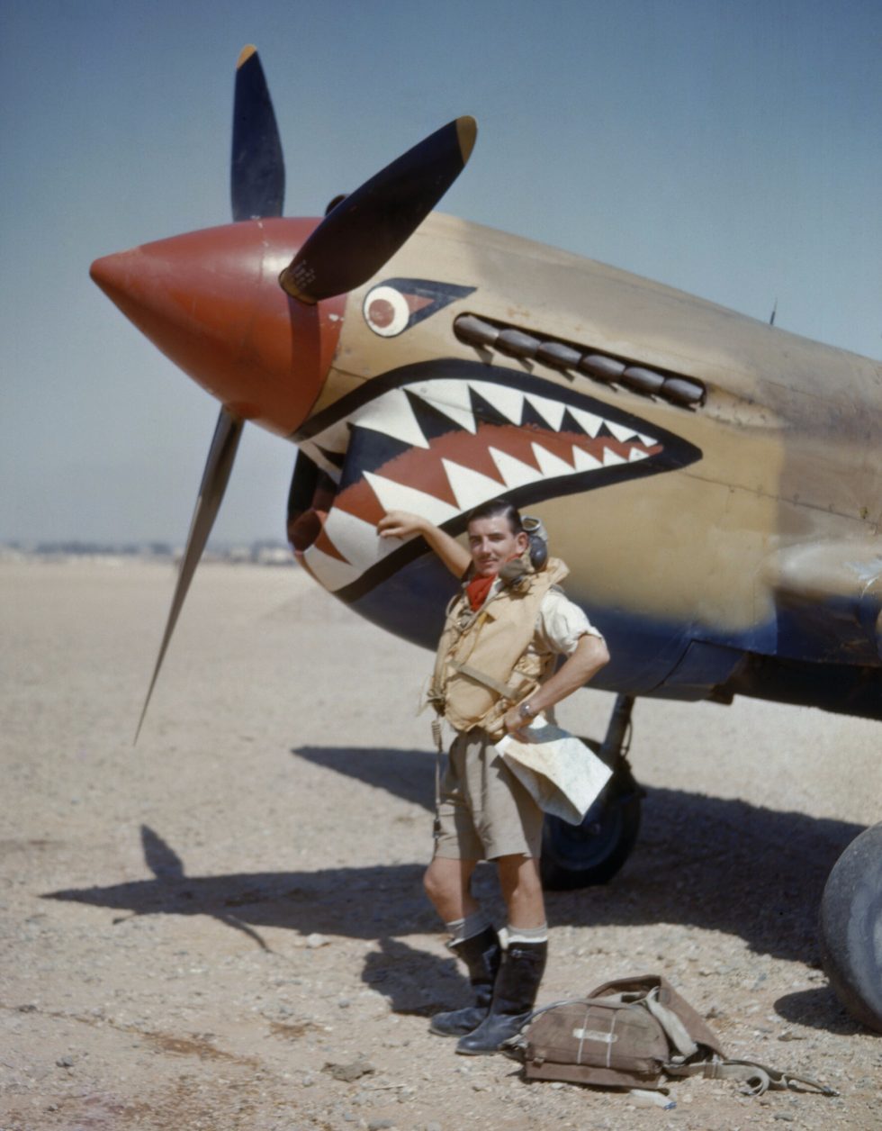 A Curtiss Kittyhawk Mk I of RAF No. 112 Squadron in the Western Desert, Egypt, 1942  the unit whose shark-mouth the Flying Tigers copied.