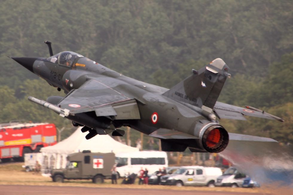 A Mirage F1 in flight  the swept wing that replaced the classic Mirage delta.