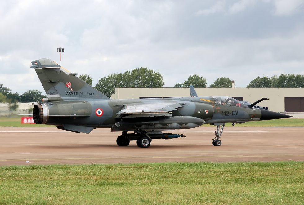 A French Air Force Mirage F1CR reconnaissance jet taxiing  the variant that served France to the end.