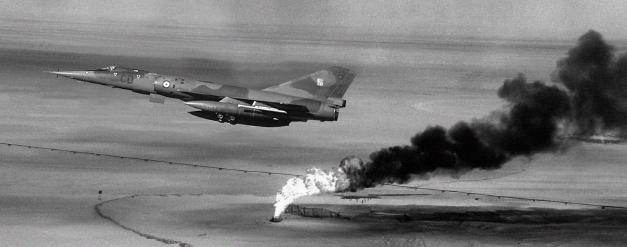 A Mirage IV on a reconnaissance run over burning Kuwaiti oil fields in 1991  the recon role that outlived the bomb.