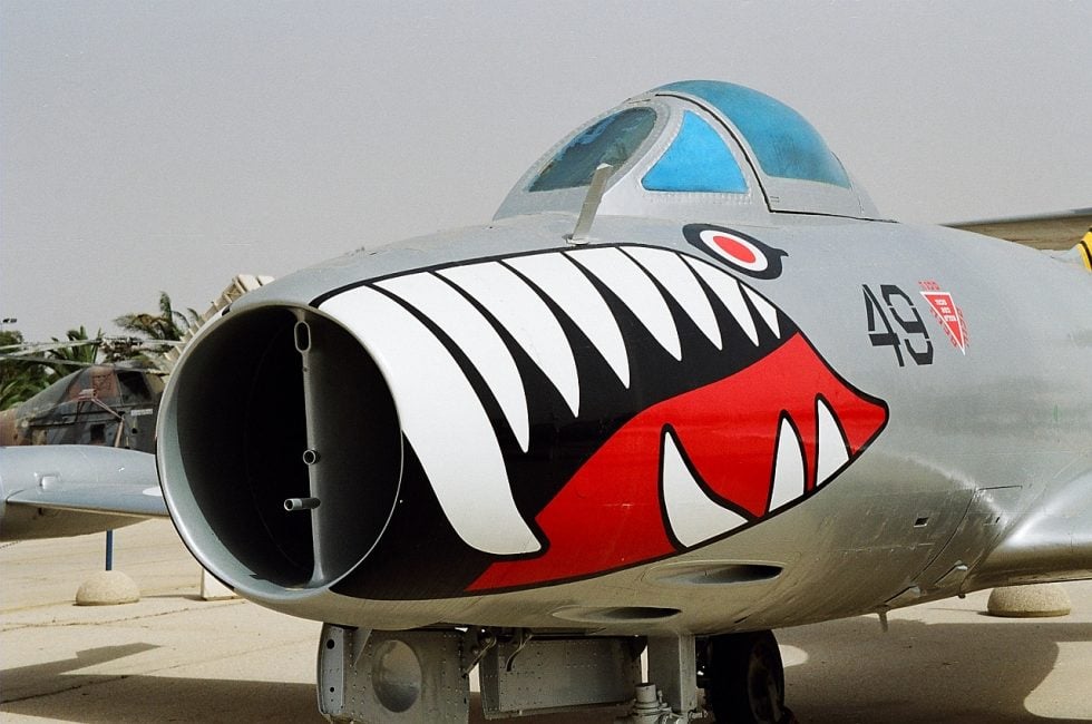 An Israeli Air Force Ouragan preserved at Hatzerim the type fought over Sinai in 1956 and 1967.