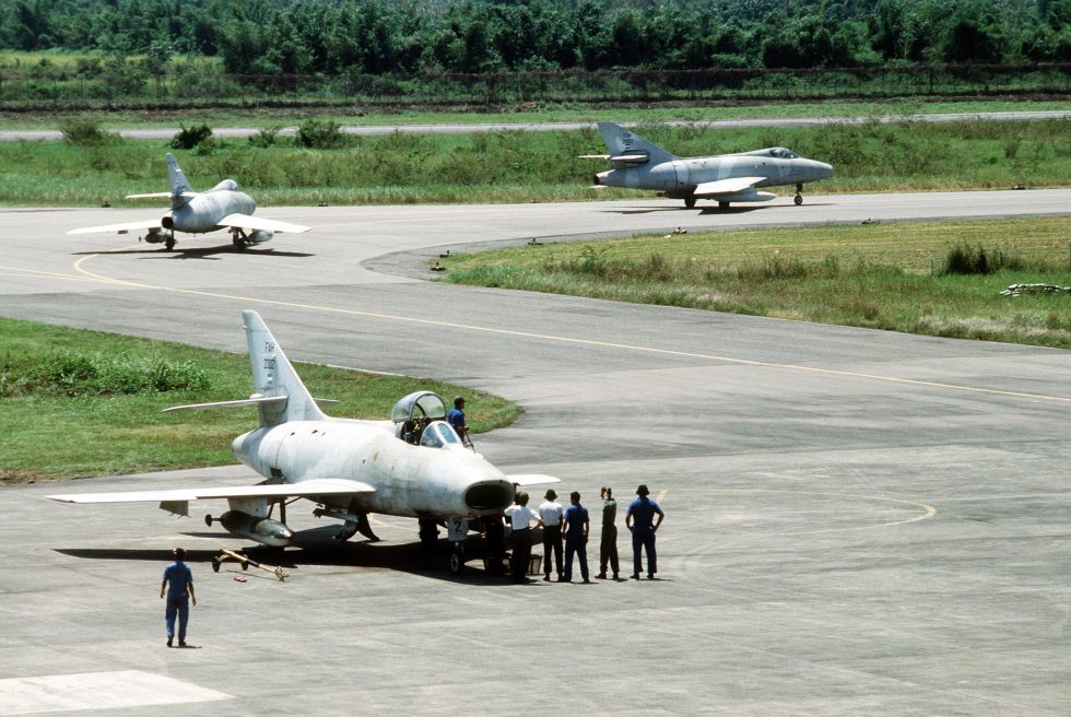 A Honduran Air Force Super Mystre  Honduras was the last operator, flying them until 1996.