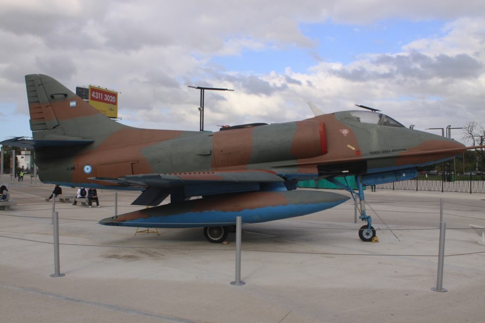 An Argentine Air Force A-4 Skyhawk  the type that struck the Royal Navy in 1982.