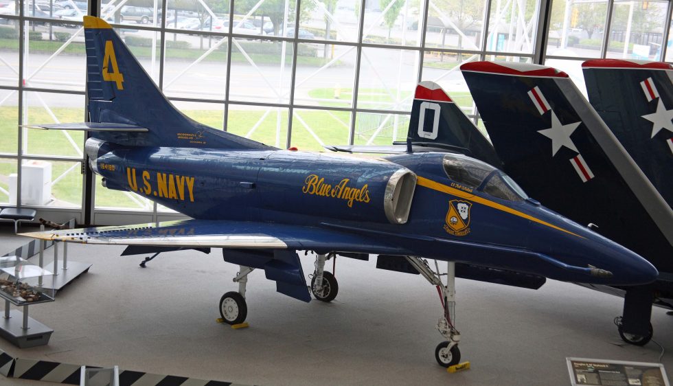 A Blue Angels A-4 Skyhawk II  the teams nimble mount from 1974 to 1986.
