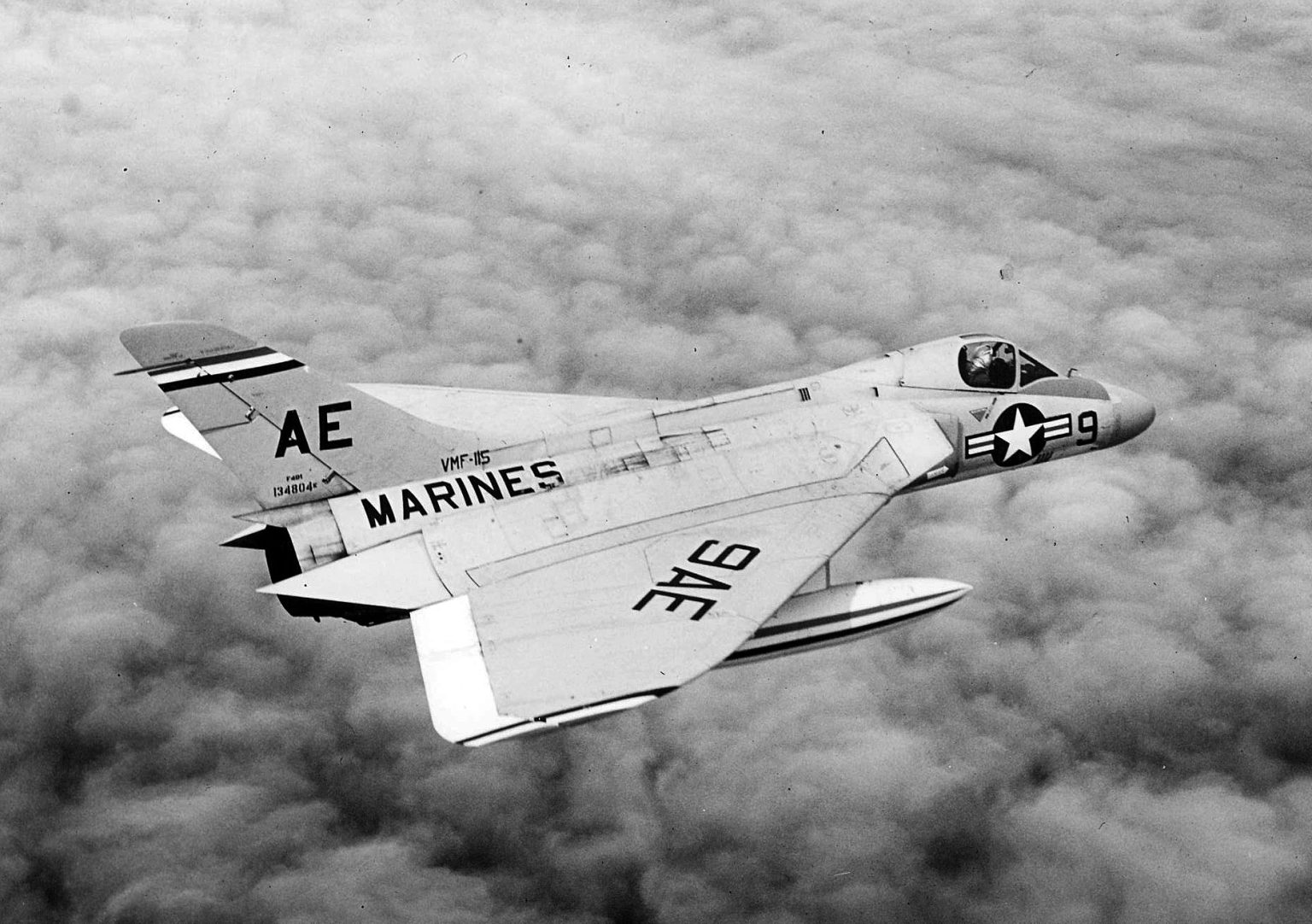 Douglas F4D Skyray delta-wing US Navy carrier interceptor in flight