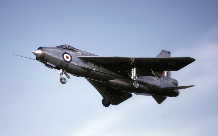 A Lightning in flight, gear up  the RAFs first Mach-2 interceptor in its element.