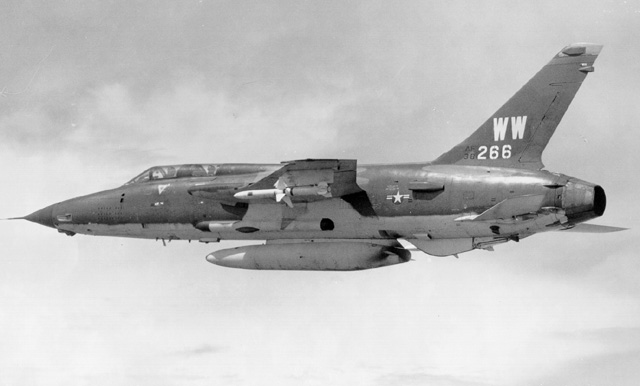 An F-105 carrying an AGM-45 Shrike anti-radiation missile  the Wild Weasels SAM-killer.