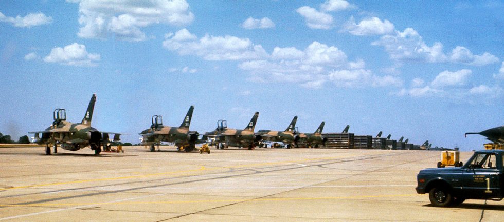 F-105 Wild Weasel aircraft on the flightline  the SAM-suppression pioneers.