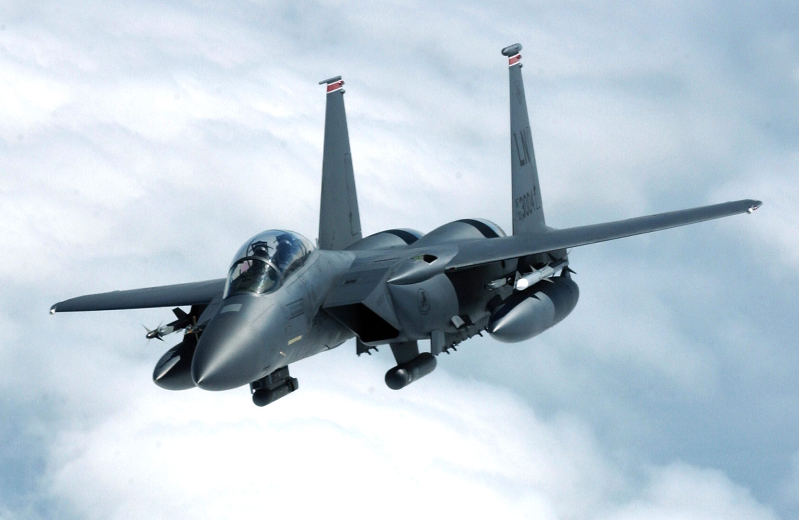 McDonnell Douglas F-15E Strike Eagle two-seat strike fighter in flight