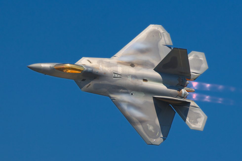 An F-22 Demo Team pass in full afterburner  the maneuverability thrust vectoring unlocks.