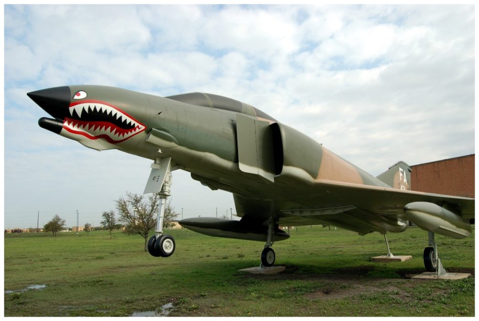 A preserved McDonnell Douglas F-4 Phantom II on museum display.