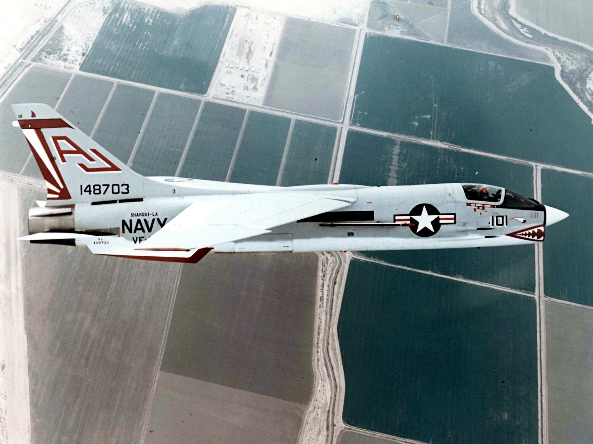 Vought F-8 Crusader carrier fighter in flight