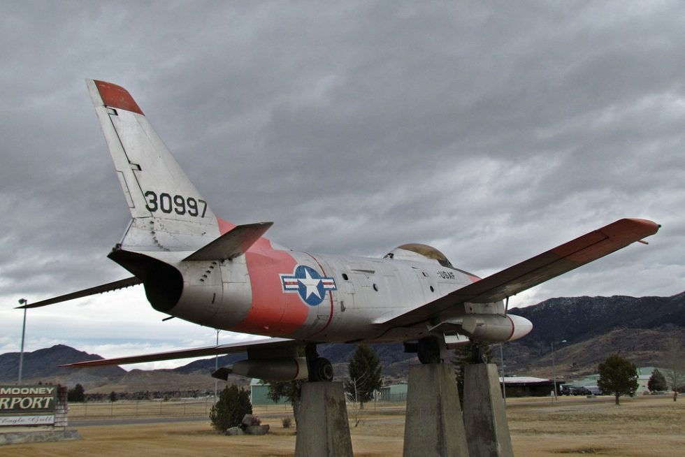 The radar-nosed F-86L Sabre Dog the rocket-armed all-weather interceptor version.