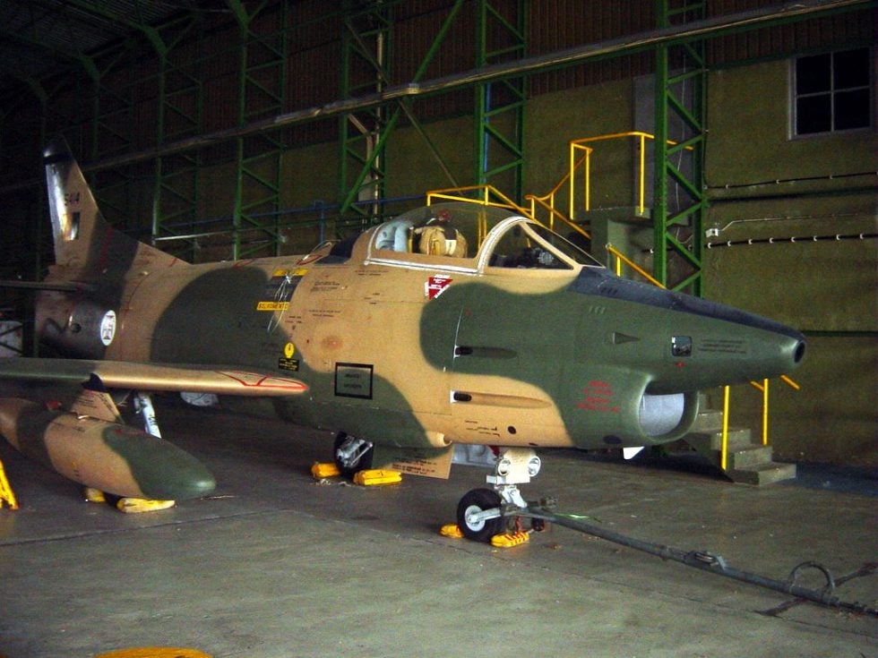 A Portuguese Air Force G.91R/3 the types only combat operator, over Africa.