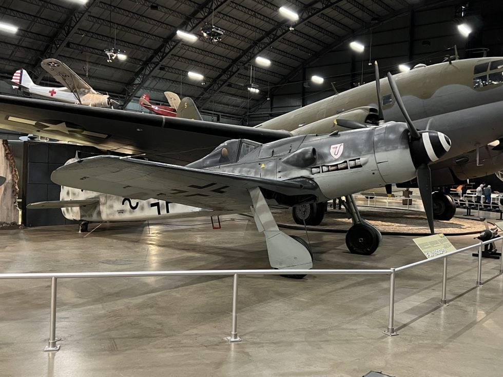 The long-nose Fw 190 D-9 Dora, re-engined with the inline Jumo 213, at the US Air Force Museum.