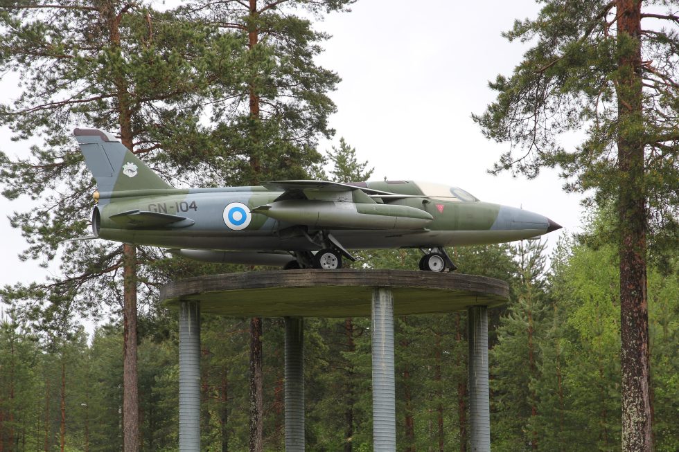 A Finnish Air Force Gnat F.1 (GN-104)  Finland was one of the types first export operators.