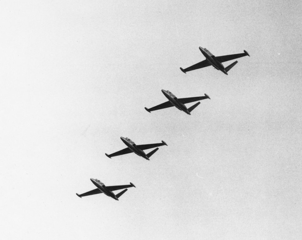 Magisters flying in close formation  the aircraft that made a generation of display teams.