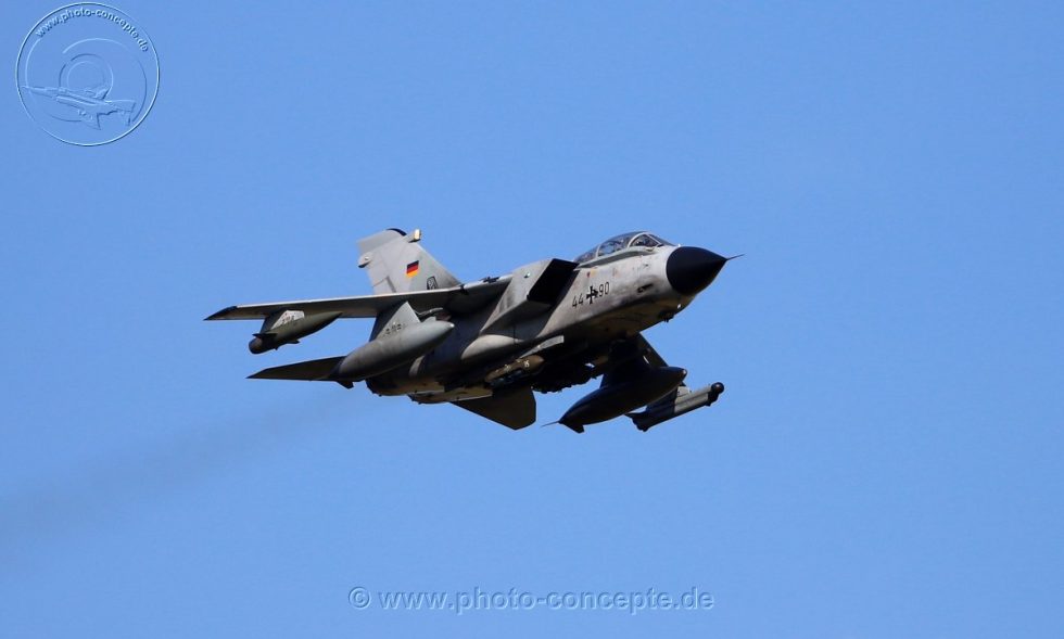 A German Air Force Tornado IDS low over the Nordhorn range  the treetop strike mission it was built for.