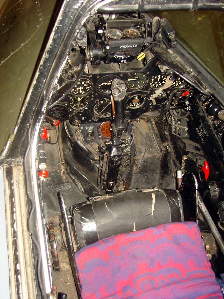 Inside the Meteor F.8 cockpit  simple analogue instruments of the first jet generation.